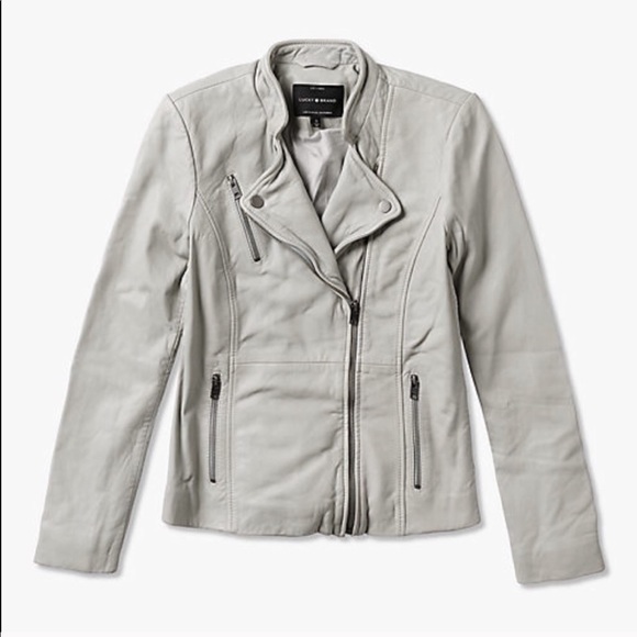 Lucky Brand light grey leather jacket - Picture 2 of 8